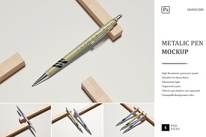 Metallic Pen Mockup, a Pens & Pencil Mockup by graphictime