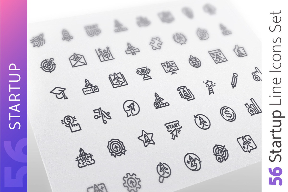 Startup Line Icons Set, an Outline Icon by Voysla's Shop (Photo 1 of 4)