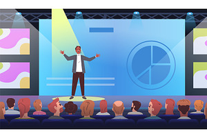 Speaker presentation product, a Person Illustration by Stock-Smart-Start
