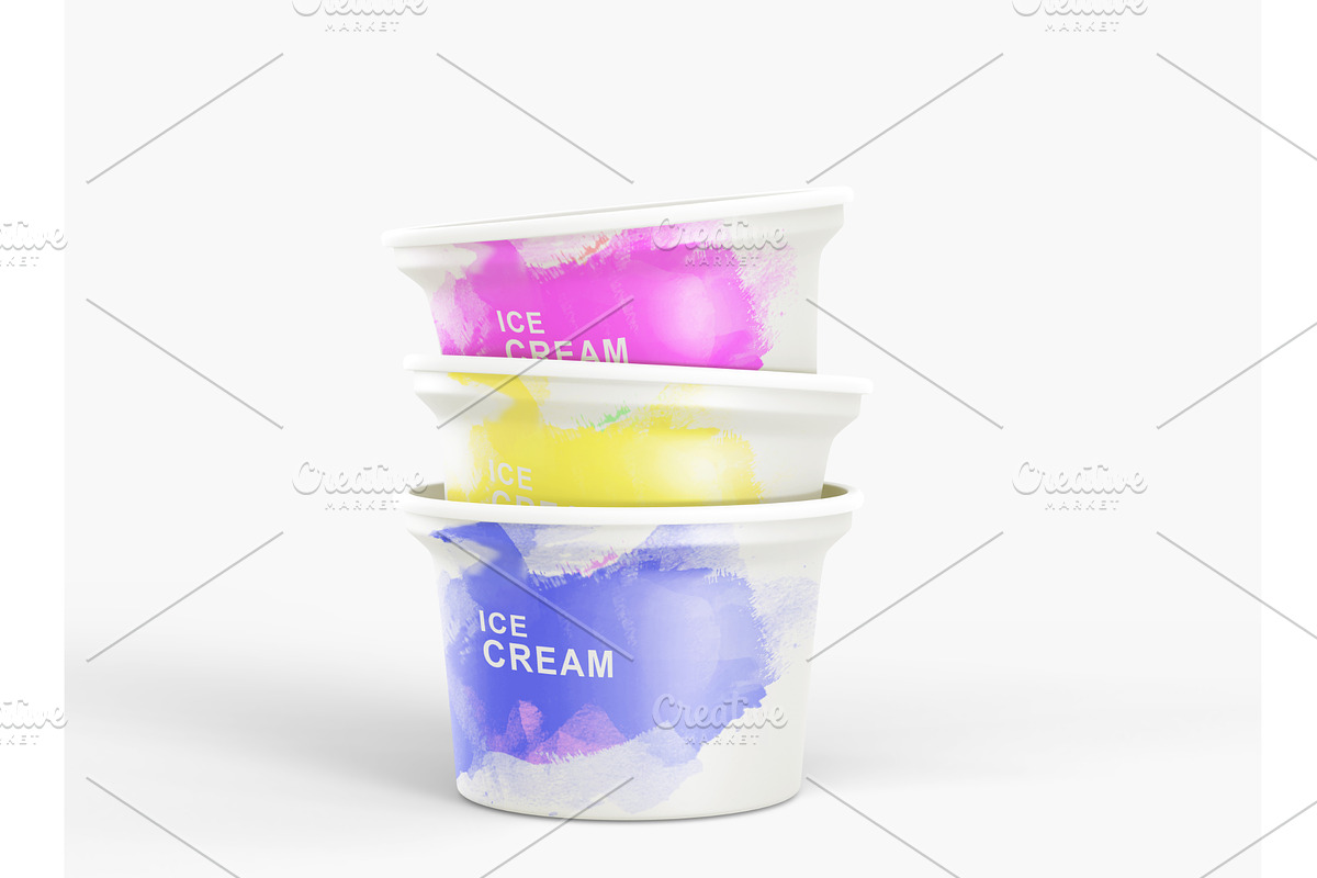 Stack of colored ice cream cups, a Food & Drink 3D Model by Marozhkastudio
