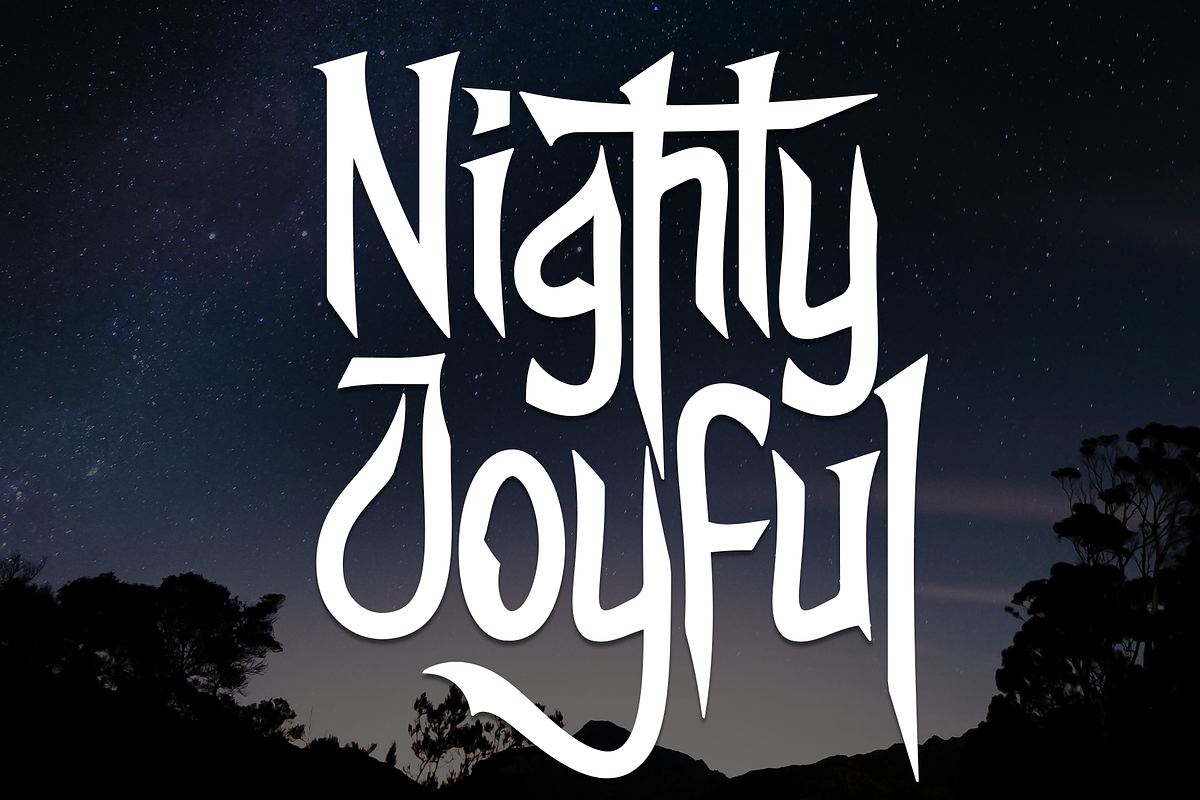 Nighty Joyful | Script Font, a Script Font by Scratchones (Photo 1 of 9)