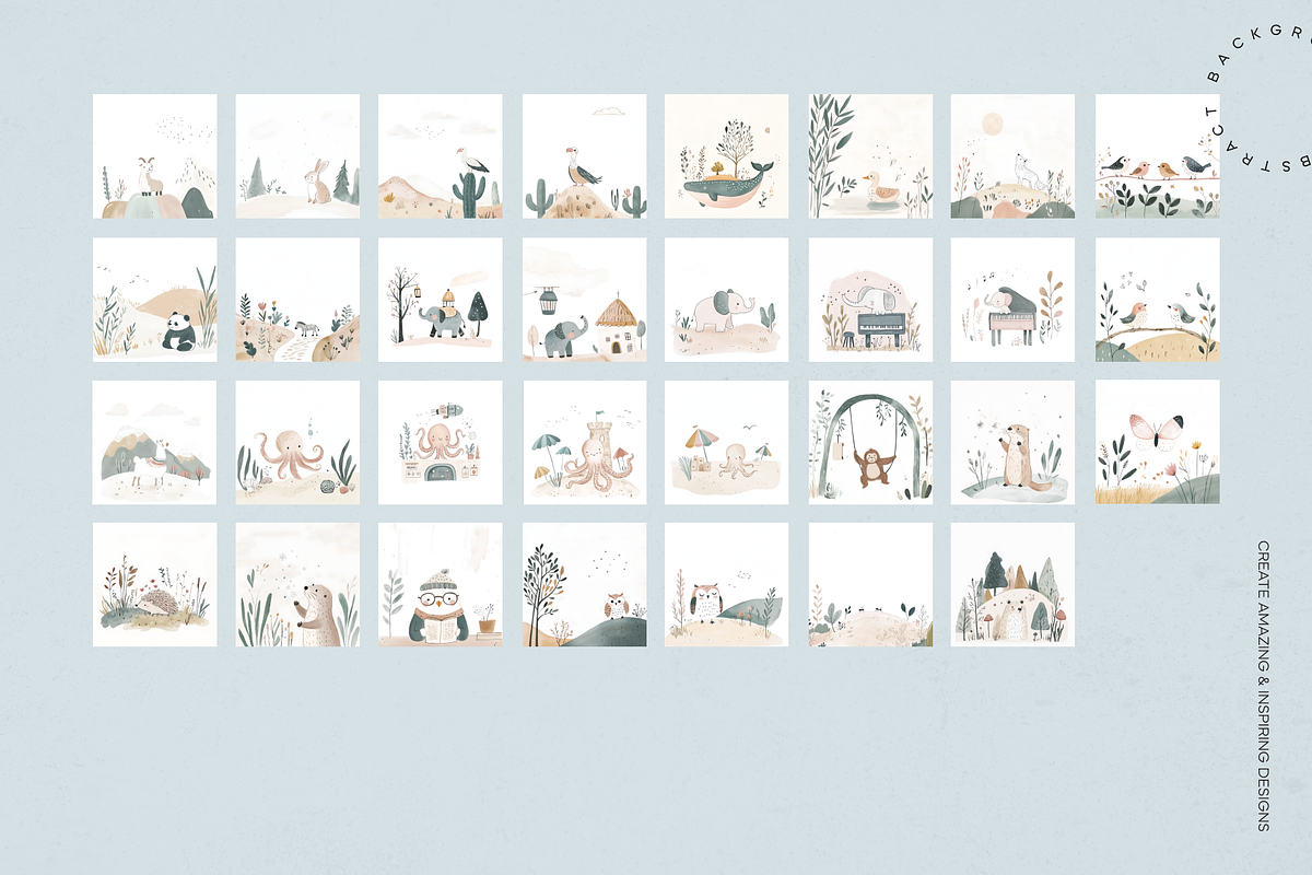 Watercolor Cute Animal Garden, an Animal Illustration by Lumeno (Photo 6 of 11)