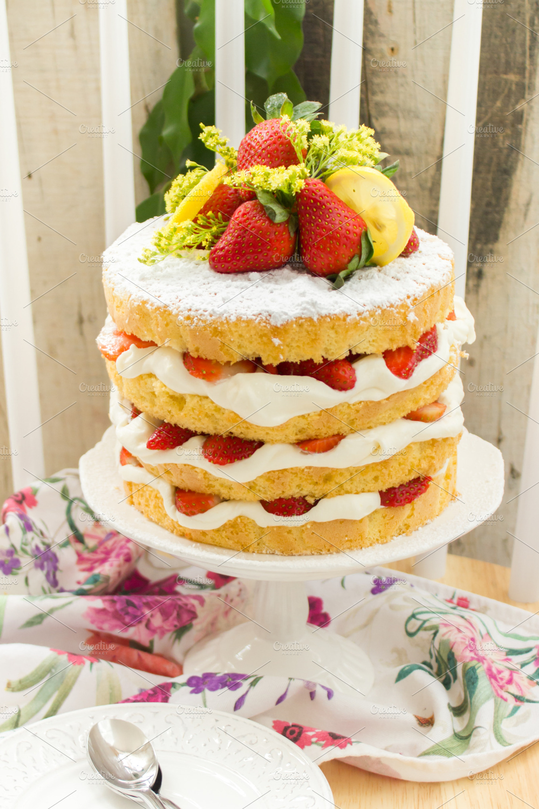 Strawberry and lemon cake, a Food & Drink Photo by Chokolat.Pimienta