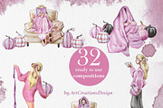 Gothic Pink&Violet Autumn Clipart, a Seasonal Illustration by ArtCreationsDesign (Thumbnail 3 of 13)