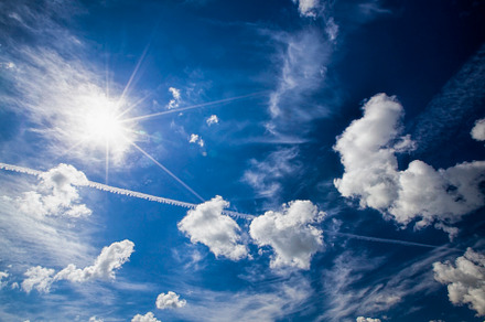 Beautiful blue sky featuring sky, blue, and lit, a Nature Photo by MyPhotos