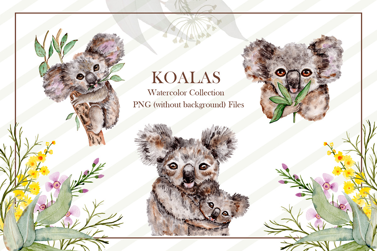 Watercolor Koala Collection, an Illustration by TanataDesign (Photo 2 of 10)