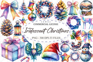 Iridescent Christmas Sublimation Cli, an Illustration by designcity5