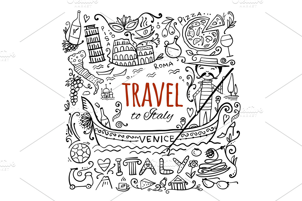 Travel to Italy. Greeting card for, a Food Illustration by Kudryashka