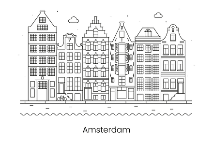 City Skyline Amsterdam Canal Houses