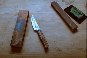 Vintage wooden handle utility knife, an Industrial Photo by Stockphoto by vzwer