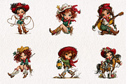 Whimsical Western Cowgirl Clipart, an Illustration by CreationArt (Thumbnail 5 of 6)