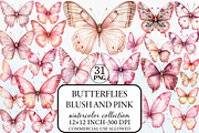 Blush and Pink Butterflies Clipart, an Illustration by Libby Wishes (Thumbnail 1 of 7)