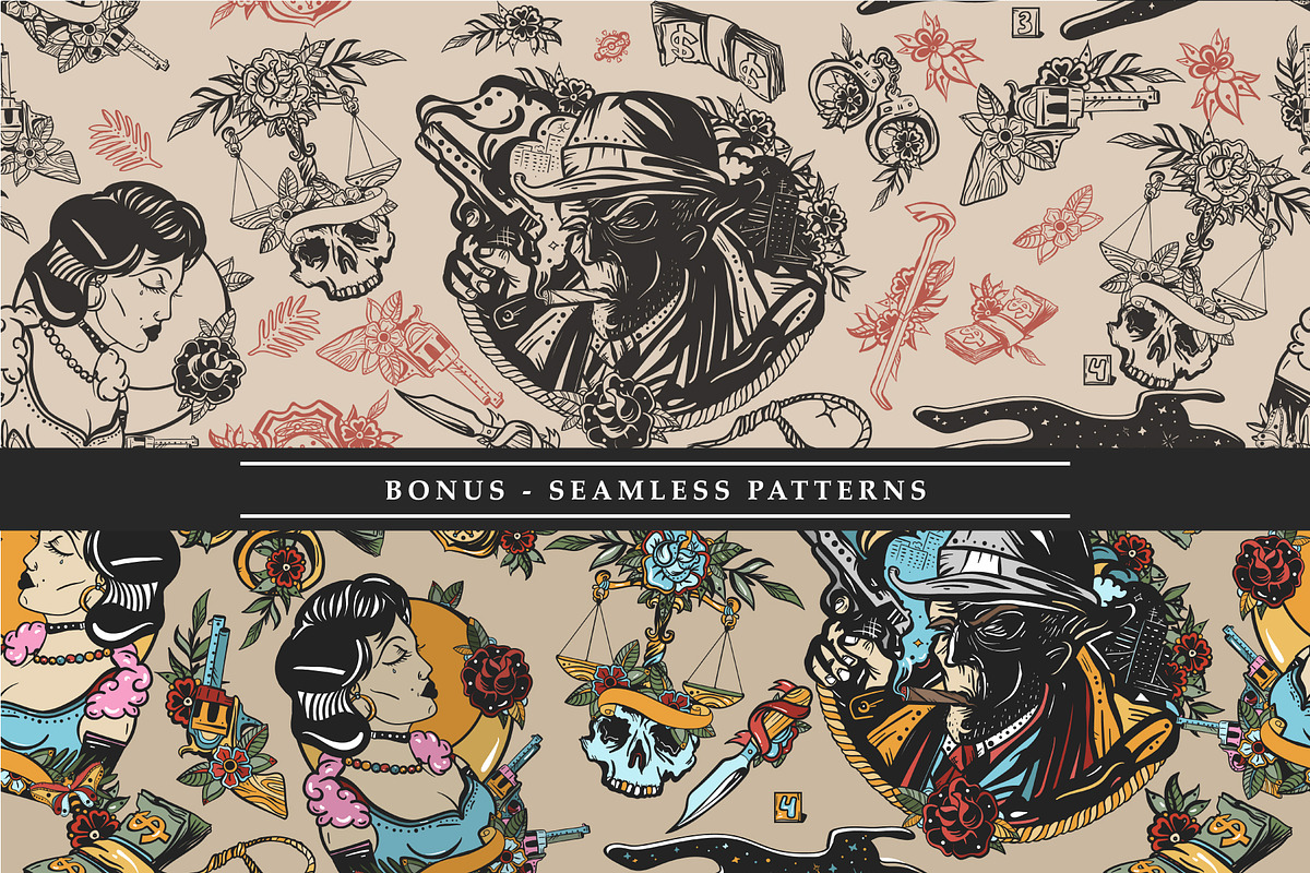 Noir old school tattoo, a Background Graphic by intueri (Photo 5 of 7)