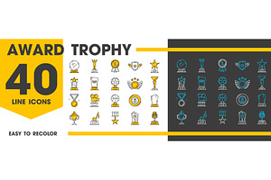 Award trophy line icons, an Illustration by Vector Tradition