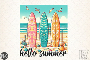 Hello Summer Beach Time  PNG, an Illustration by Libby Wishes
