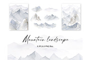 Watercolor Mountains Clipart, a Background Graphic by Lemon design (Thumbnail 1 of 8)