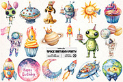 Cute Space Clipart, Space Birthday, an Illustration by Pixels.Craft (Thumbnail 1 of 7)