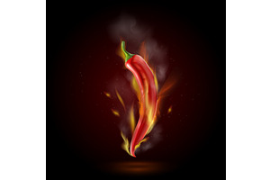 Realistic chili pepper fire. Hot, a Food Illustration by Stock-Smart-Start