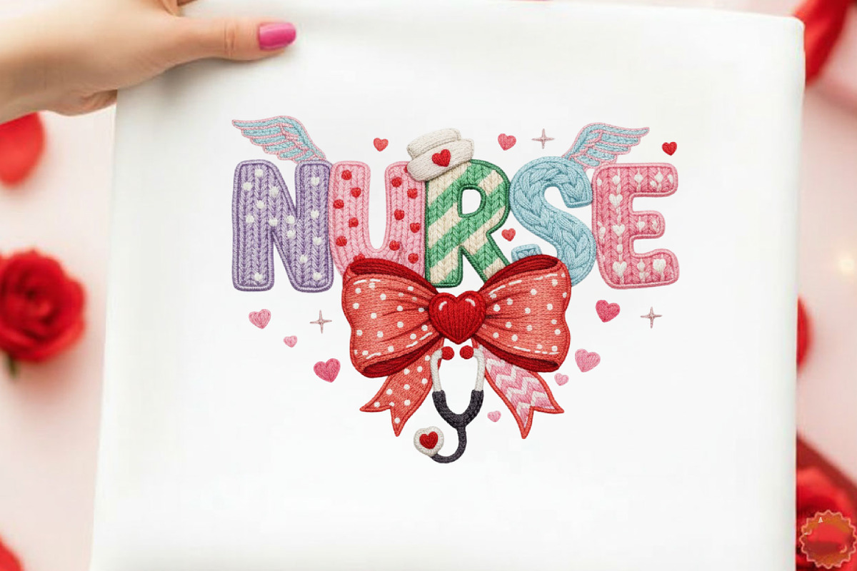 Faux Yarn Valentines Day Nurse Bow, an Illustration by designcity5 (Photo 2 of 9)