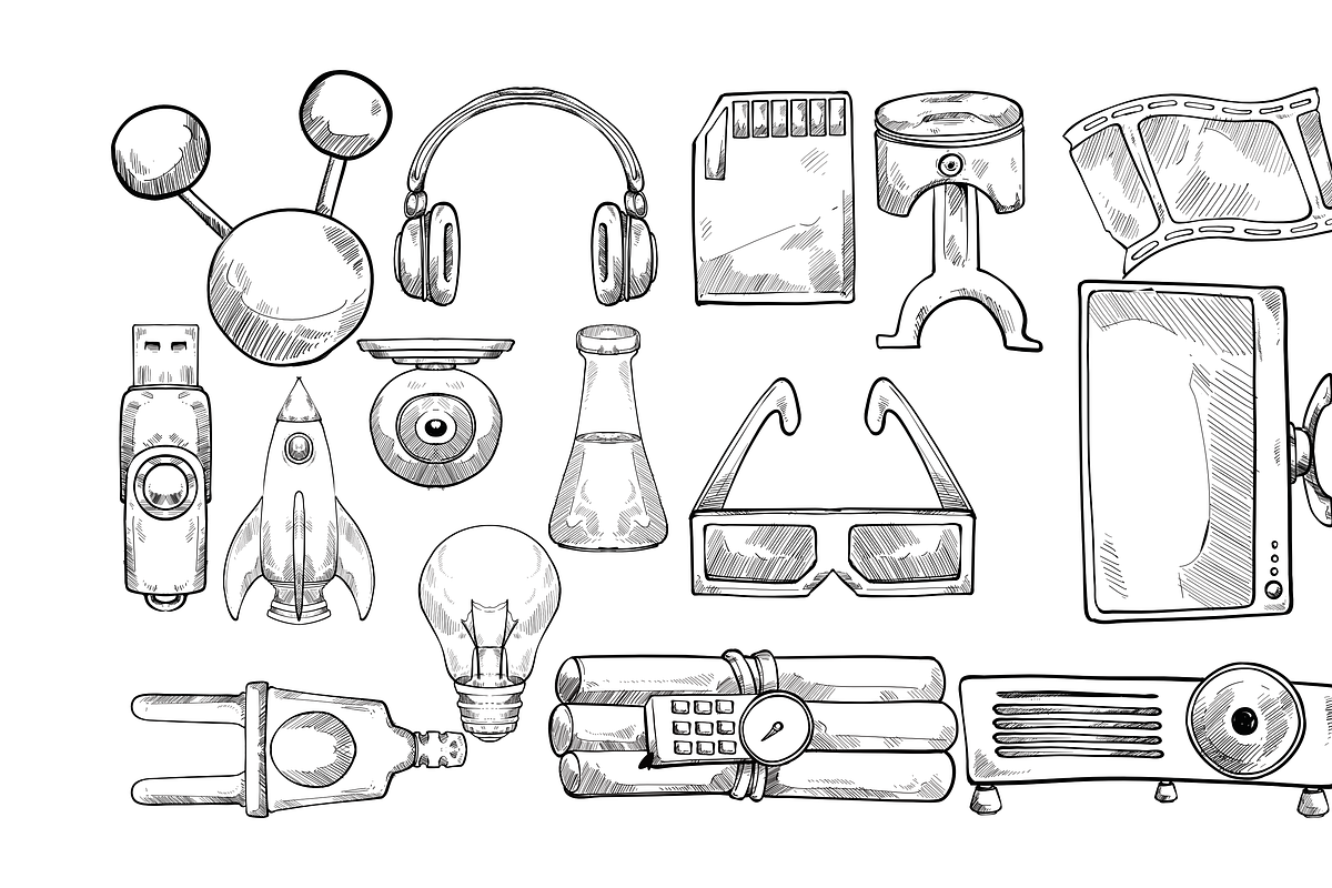 Technology handdrawn collection, an Object Graphic by nikagraphic