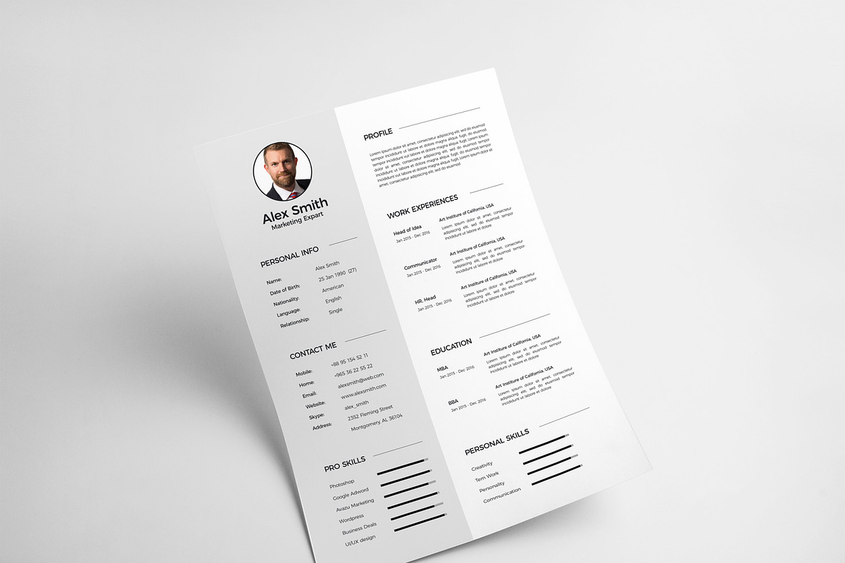 RESUME TEMPLATE, a Resume Template by graphicbox (Photo 3 of 3)