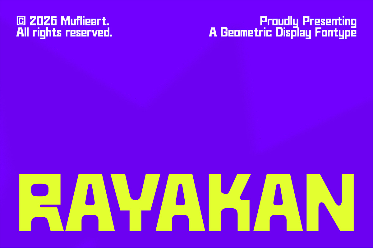 Rayakan - Geometric Display, a Sans Serif Font by Muflieart (Photo 1 of 13)
