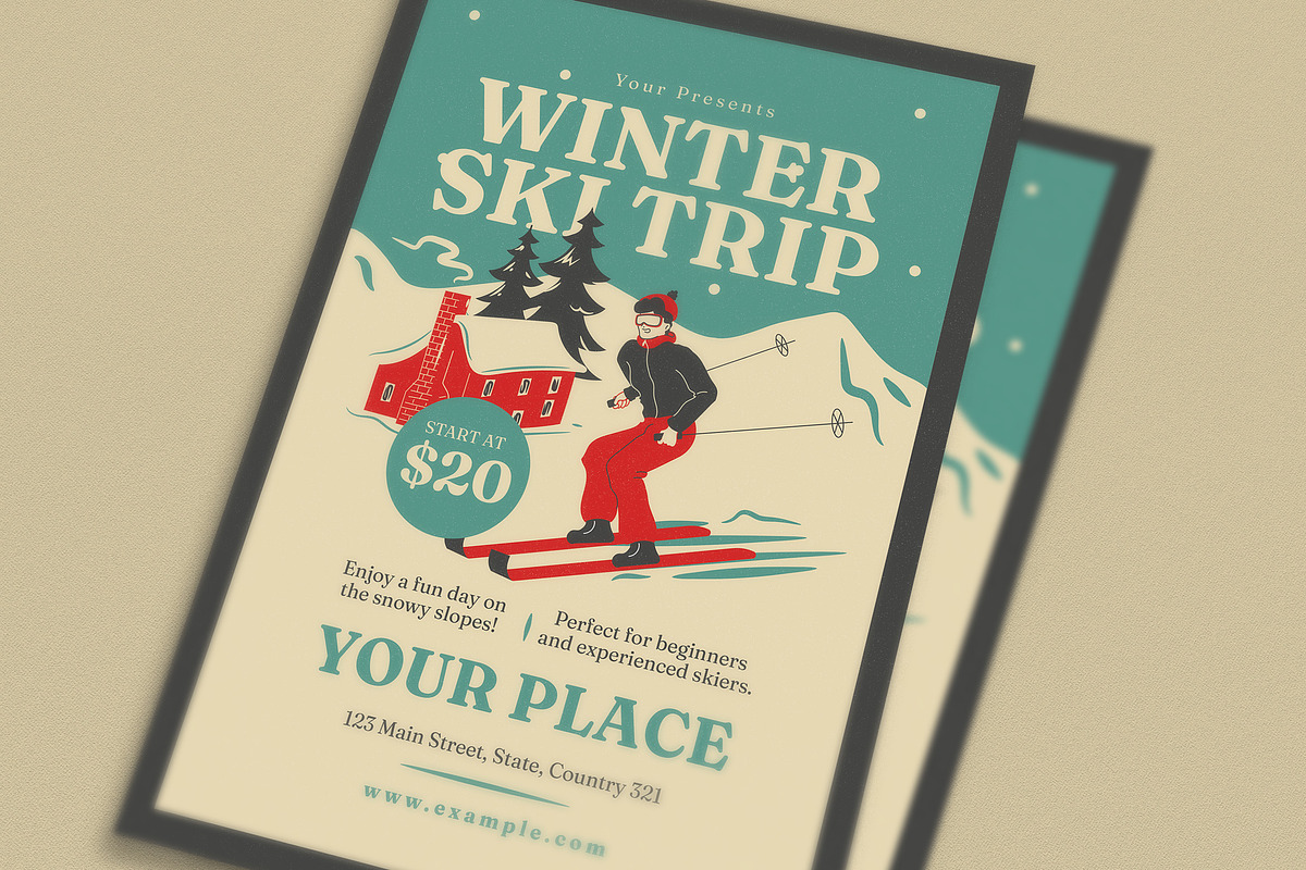 Retro Ski Trip Event Flyer, a Flyer Template by Guuver (Photo 2 of 3)