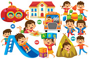 Kids Activity Vector Clip Art Bundle, an Object Graphic by MEDZ (Thumbnail 1 of 4)