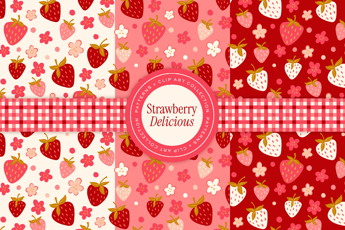 Strawberry Patterns & Clip Art, a Pattern Graphic by Eclectic Anthology (Photo 7 of 12)