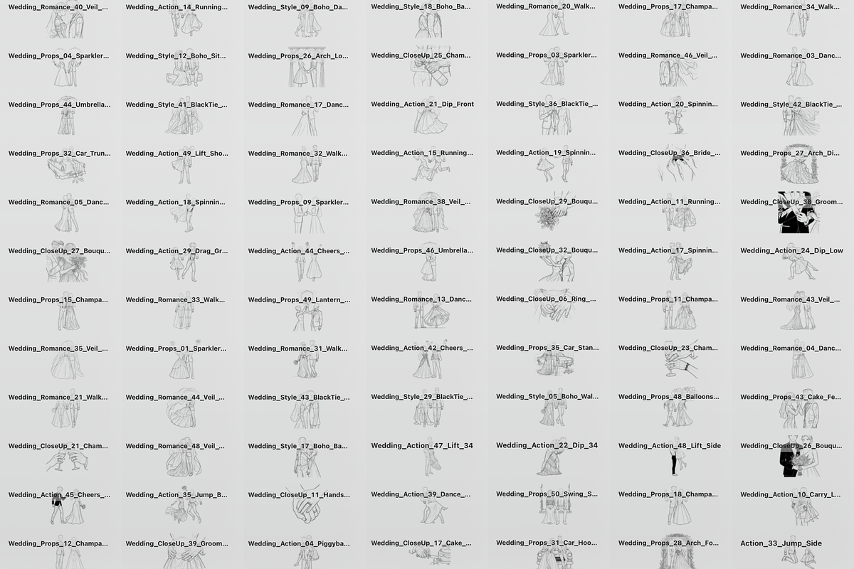 200 Wedding Couple Procreate Stamps, a Brush Add-On by Selentaori Studio (Photo 2 of 12)