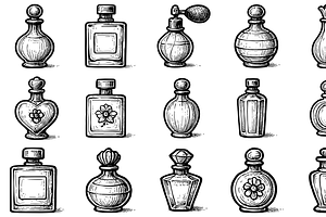 Vintage Perfume Bottles, an Object Graphic by nikagraphic