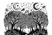 50 Mystical Galaxy Forest Silhouette, a Technology Illustration by Amazin_art (Thumbnail 9 of 26)