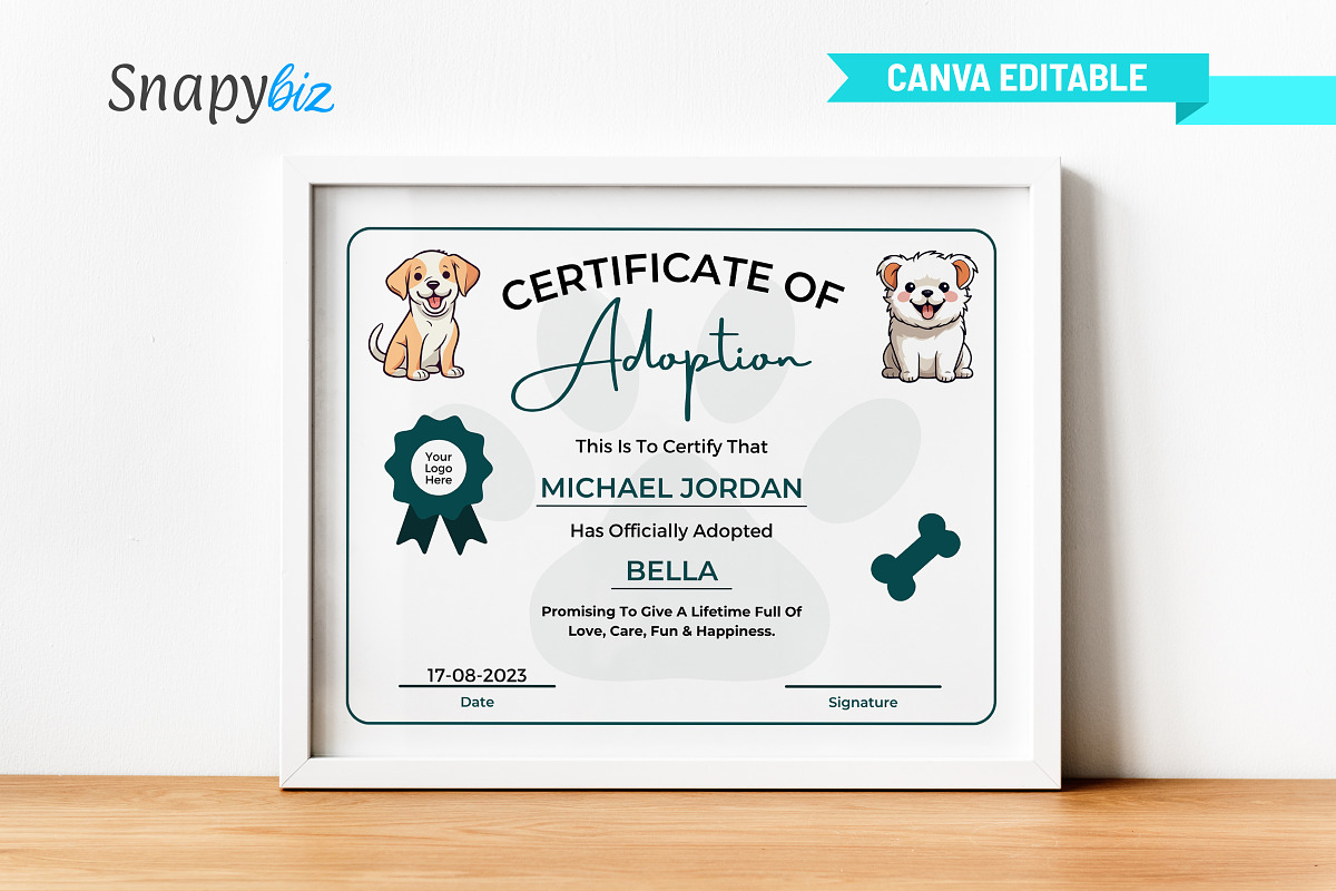 Cat Dog Pet Adoption Certificate, a Templates & Theme by Snapybiz (Photo 4 of 9)