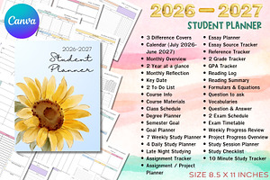 2026-2027 Student Planner, a Print Template by Adalin Shop