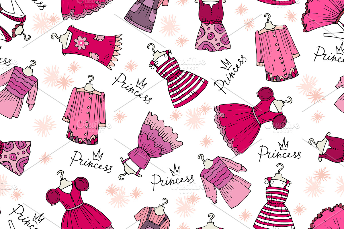Pattern with dresses for girls