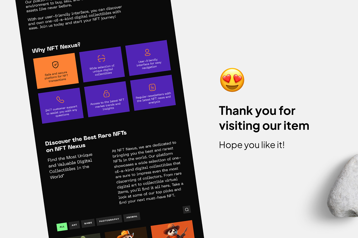 NFT Nexus - Rare NFT Landing Page, a Landing Page Template by Panen Creative (Photo 3 of 3)