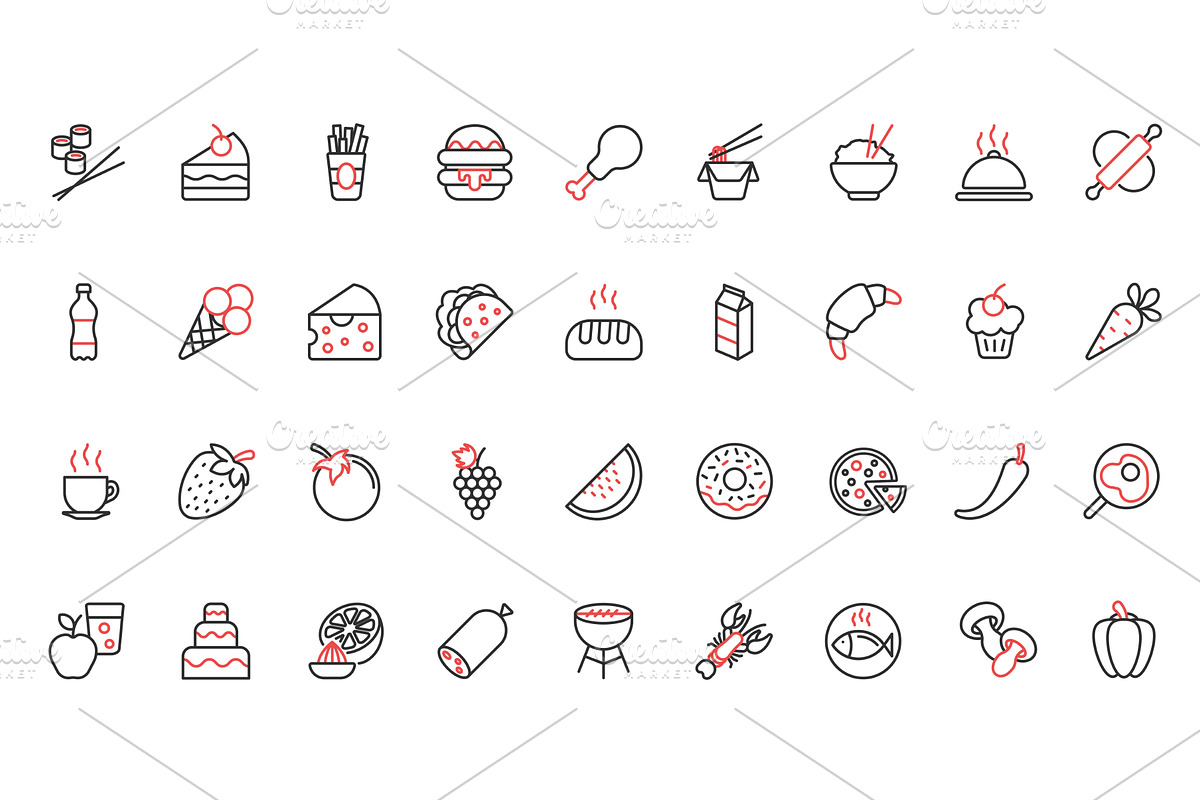 Food icons, a Food Illustration by Lemberg Vector