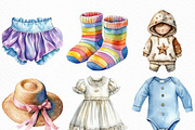 Baby Clothes Watercolor Clipart, an Illustration by Craft Nest (Thumbnail 4 of 6)
