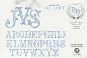 Crest monogram watercolor letters, a Decorative Illustration by GrafikBoutique (Thumbnail 1 of 3)