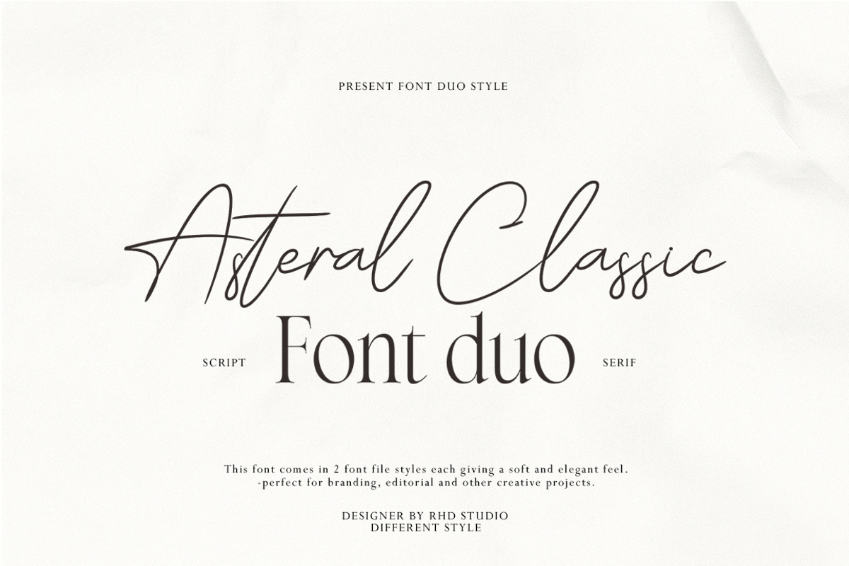Asteral Classic Font Duo, a Script Font by StudioRhd (Photo 1 of 11)