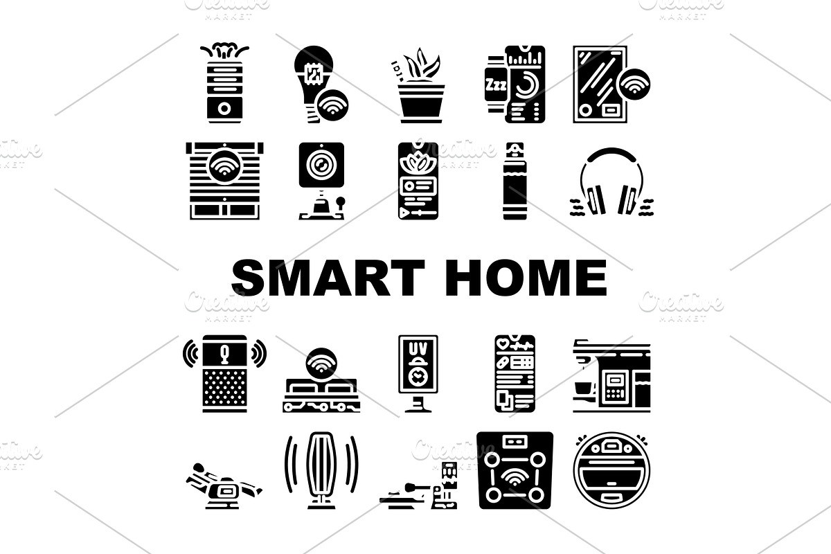 smart home wellness automation icons, a Technology Illustration by pikepicture