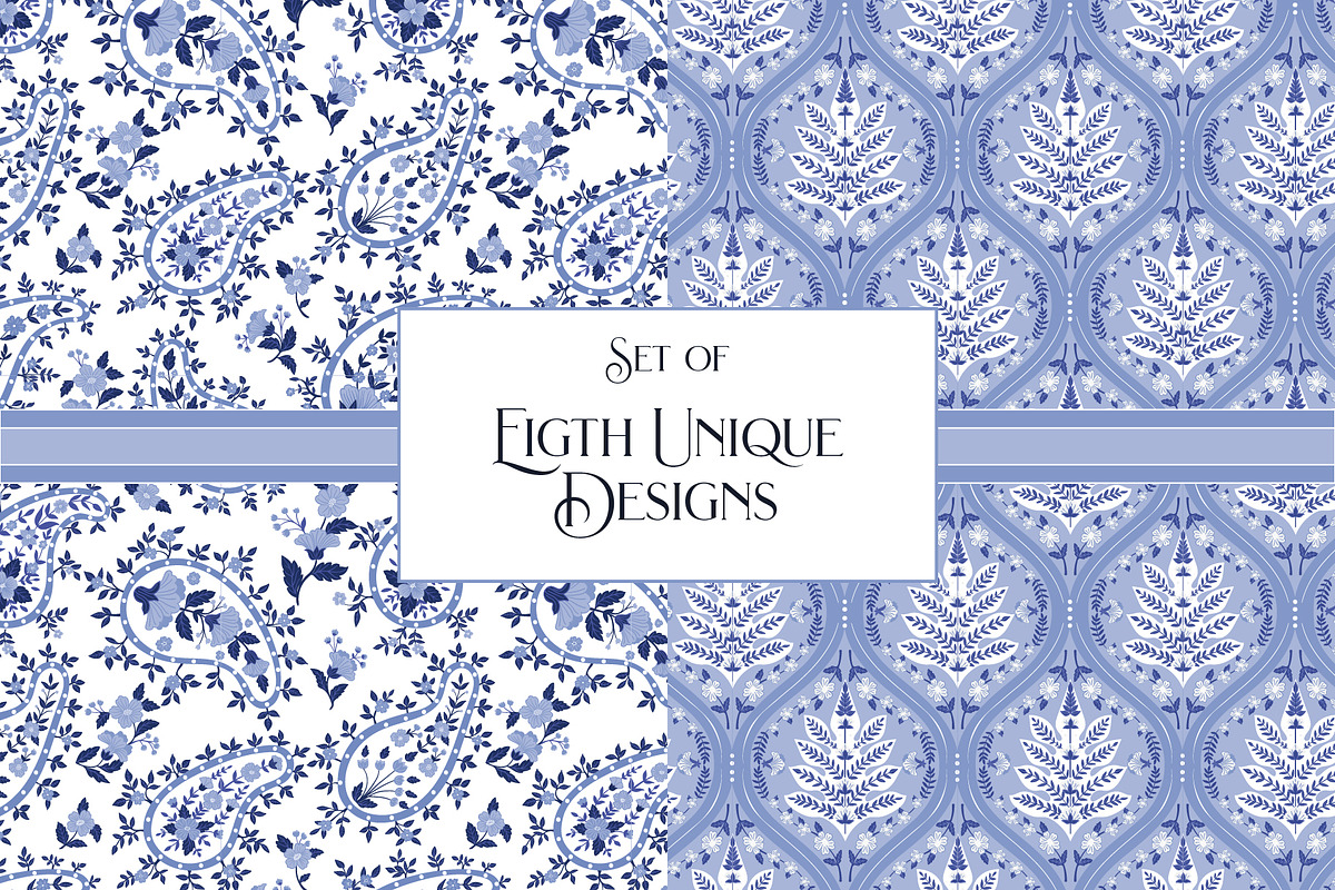 Boho Indian Blue White Patterns, a Pattern Graphic by RachelStudio (Photo 2 of 8)