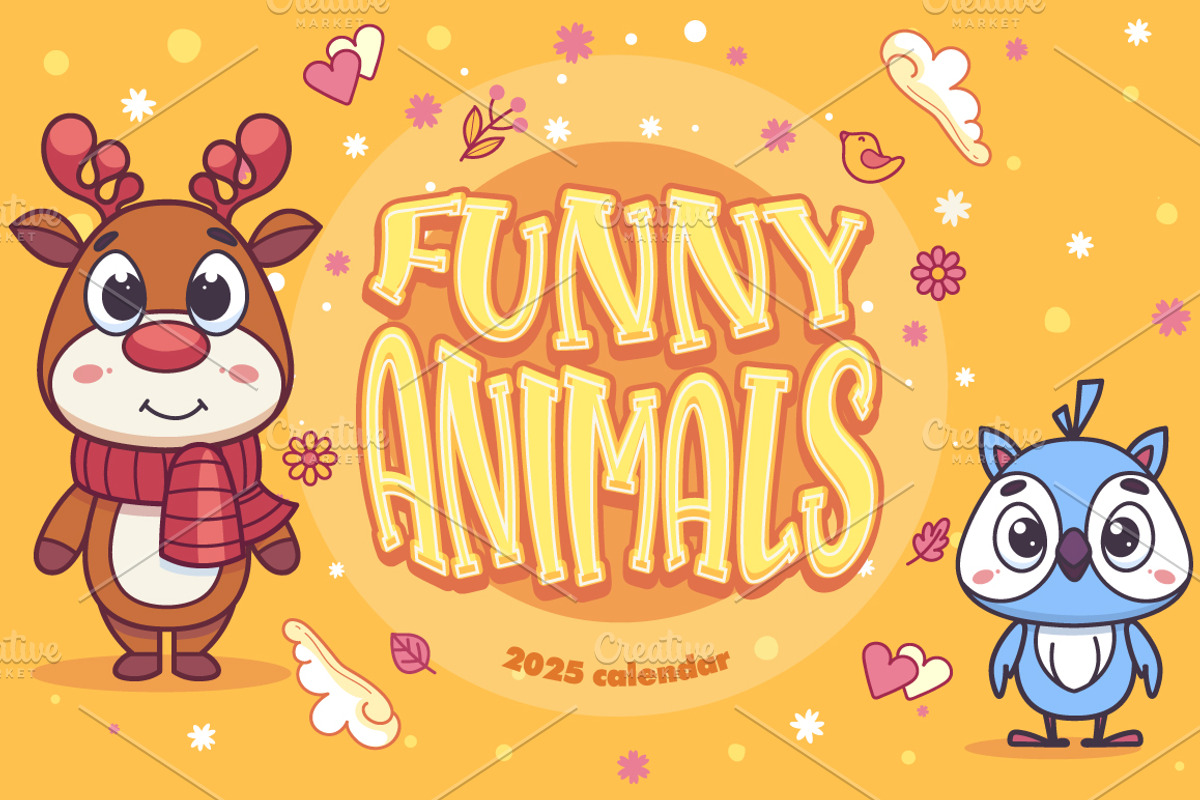 FUNNY ANIMALS 2025 Calendar, a Poster Template by Nearbirds (Photo 1 of 7)