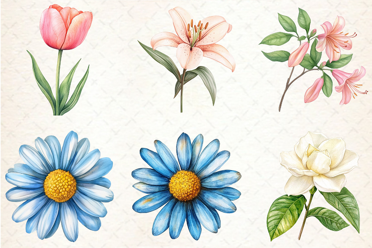 Watercolor Floral Summer Clipart, an Illustration by Rose Art (Photo 2 of 4)