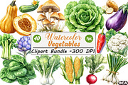 Watercolor Vegetables Clipart Bundle, an Illustration by DreamCafeArt (Thumbnail 1 of 9)