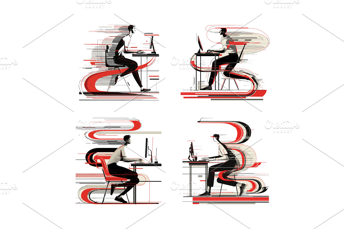 Man typing intensively cartoon, a Technology Illustration by Onyx