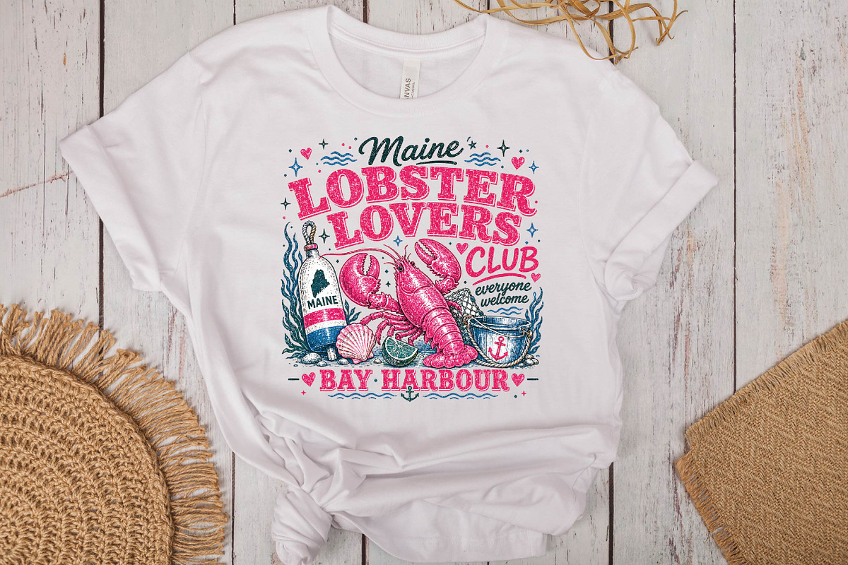 Retro Coastal Lobster Sublimation, a Seasonal Illustration by DreamPrint404 (Photo 4 of 6)