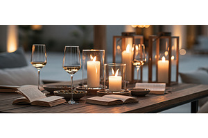 Cozy Evening Tablescape With Candles, an Architecture Photo by piter.goskov