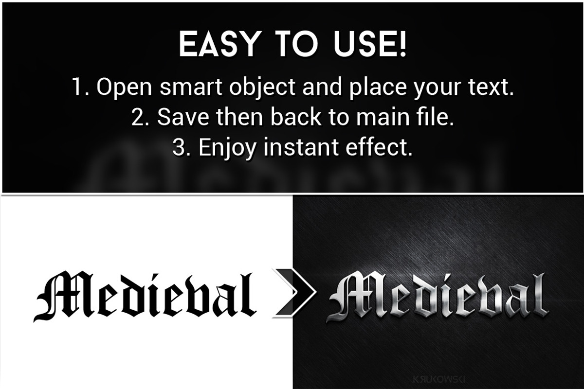 Medieval Text Effects, a Product Mockup by Krukowski Graphics