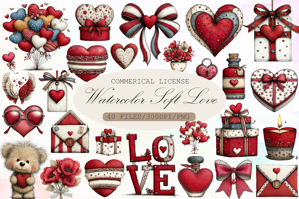 Watercolor Soft Love Clipart, an Illustration by Sublimation Artist (Photo 1 of 6)